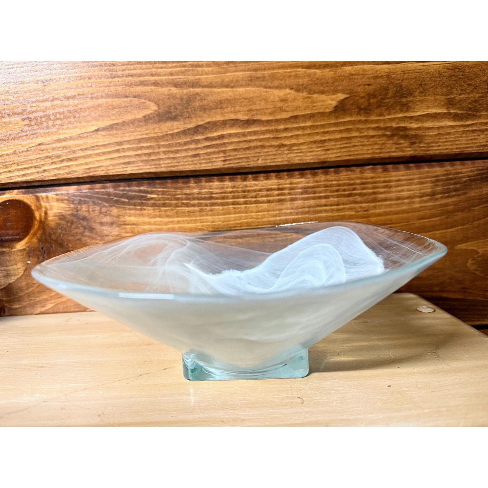 Hand Blown Art Glass Bowl | Opalescent Sculptural Decor